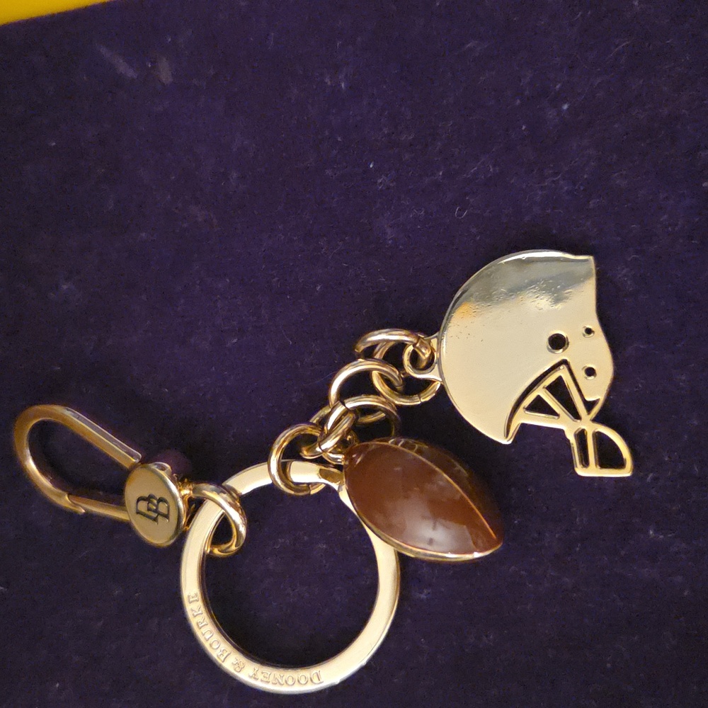 B-NEW: Dooney & Bourke Gold and Blue Keychain with Football Charm - Picture 9 of 13